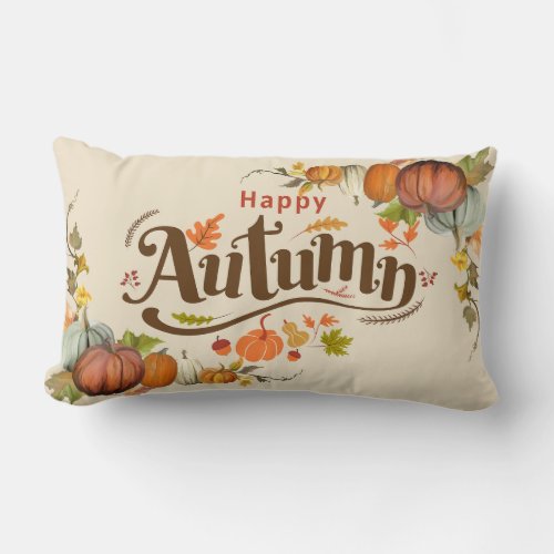 Pumpkin Spice Autumn Fall Lumbar Pillow