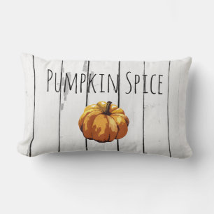 Pumpkin Spice Autumn Farmhouse Shiplap Lumbar Pillow