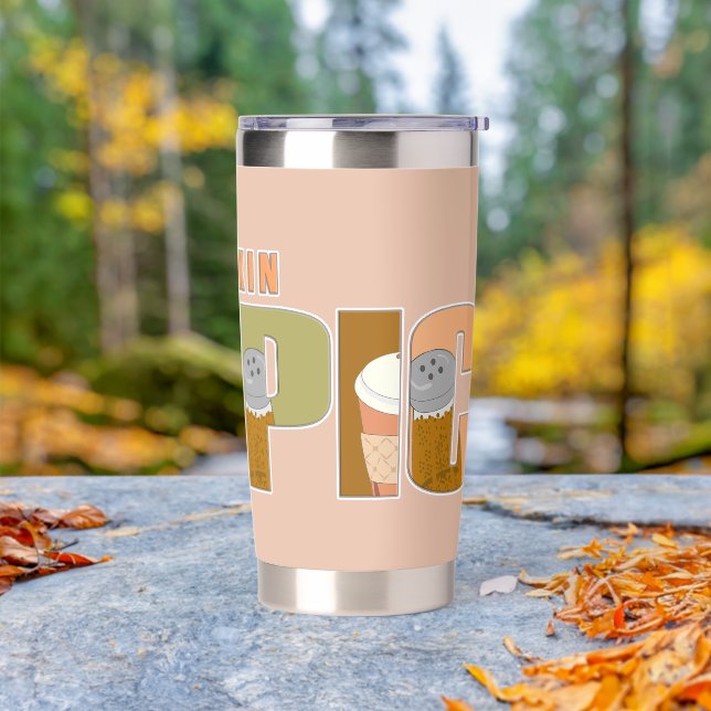 Pumpkin Spice Autumn Words Logo Art Insulated Tumbler (Outdoor)