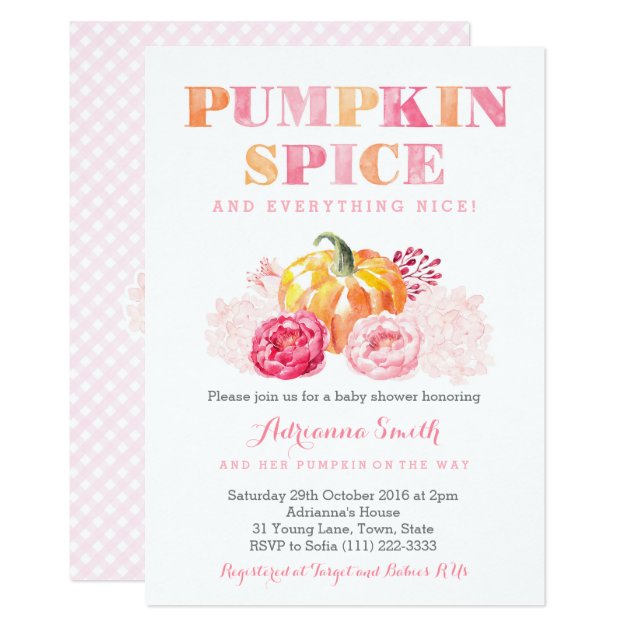 Pumpkin Spice Baby Shower, Fall Pumpkin Plaid Invitation