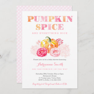pumpkin spice baby shower, fall pumpkin plaid invitation