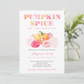 pumpkin spice baby shower, fall pumpkin plaid invitation (Standing Front)