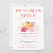 pumpkin spice baby shower, fall pumpkin plaid invitation (Front)