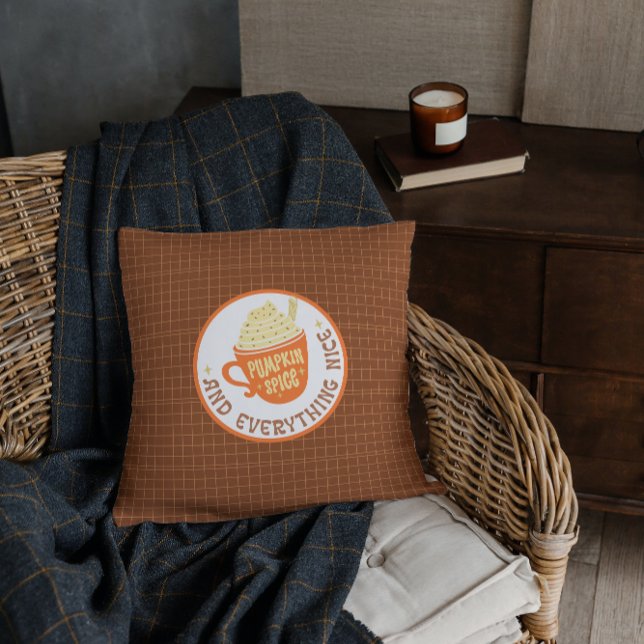 Pumpkin Spice  Badge Fall Throw Pillow (Creator Uploaded)