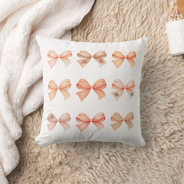 Pumpkin Spice Bows - Fall  Throw Pillow (Blanket)