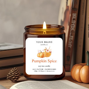 Pumpkin Spice Candle Label Watercolor Fall