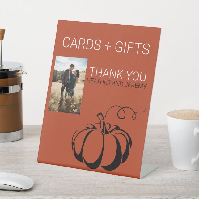 Pumpkin Spice Cards and Gifts Pedestal Sign (In SItu)
