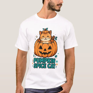 Pumpkin Spice Cat Halloween Orange Cat In Pumpkin T-Shirt