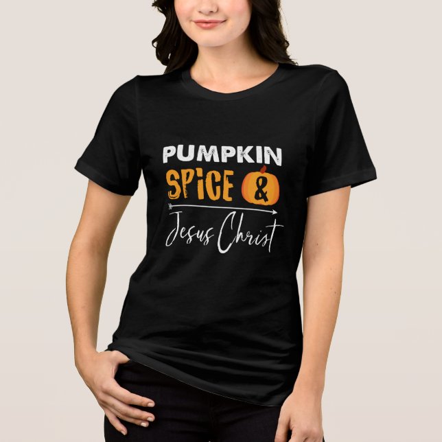 Pumpkin Spice Christian Fall Modern Novelty Tri-Blend Shirt (Front)