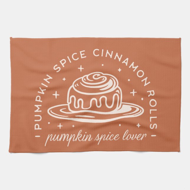 Pumpkin Spice Cinnamon Rolls Kitchen Towel (Horizontal)