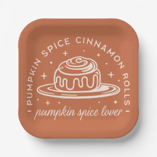 Pumpkin Spice Cinnamon Rolls Paper Plates