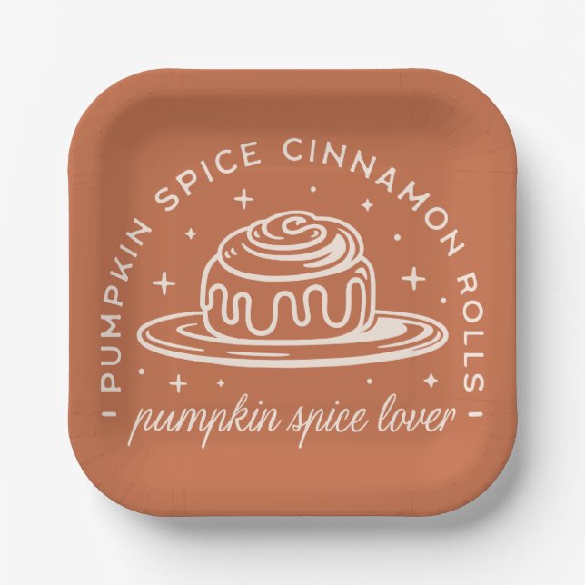 Pumpkin Spice Cinnamon Rolls Paper Plates (Front)