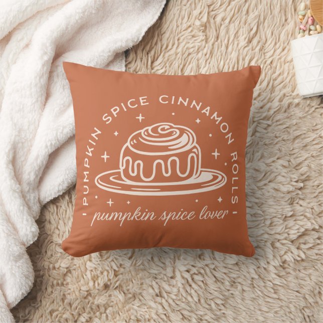 Pumpkin Spice Cinnamon Rolls Throw Pillow (Blanket)