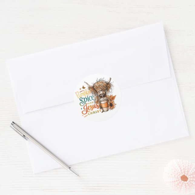 Pumpkin Spice....  Classic Round Sticker (Envelope)