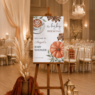 Pumpkin Spice Coffee Baby Shower 24x36 Welcome Foam Board