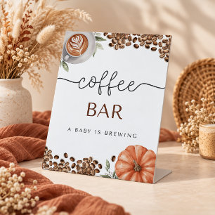 Pumpkin Spice Coffee Baby Shower Coffee Bar Pedestal Sign