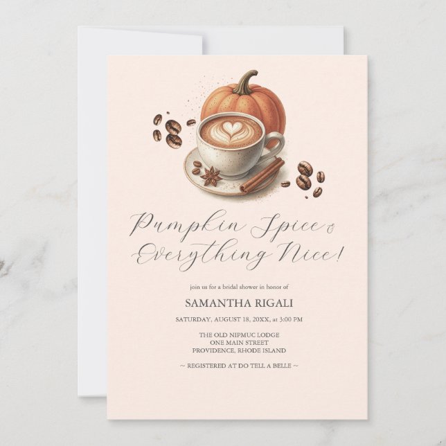 Pumpkin Spice Coffee Bridal Shower Invitations (Front)