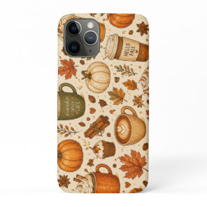 Pumpkin Spice Coffee Fall Pattern  iPhone 11 Pro Case