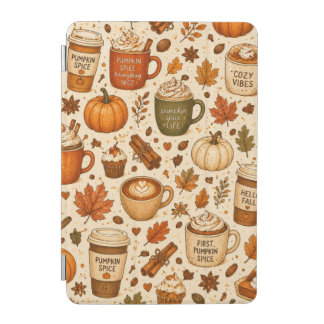 Pumpkin Spice Coffee Fall Pattern iPad Mini Cover