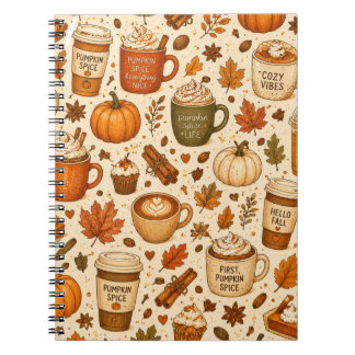 Pumpkin Spice Coffee Fall Pattern Notebook