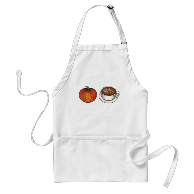 Pumpkin Spice Coffee Latte Autumn Fall Harvest Adult Apron (Front)