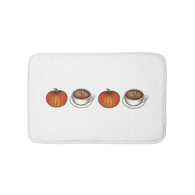 Pumpkin Spice Coffee Latte Autumn October Fall Bathroom Mat (Front)