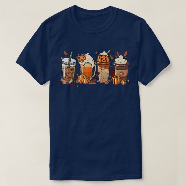 Pumpkin Spice Coffee Latte Fall Autumn Season Hall T-Shirt (Design Front)