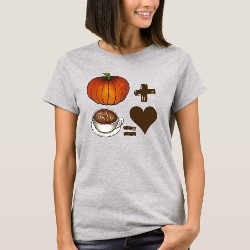 Pumpkin Spice  Coffee Latte  Love Heart T_Shirt