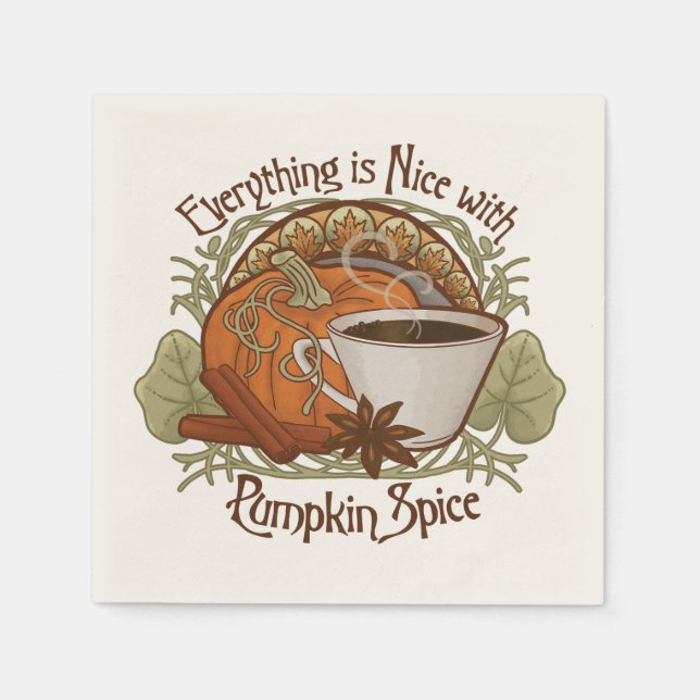 Pumpkin Spice Coffee Party Napkins (Front)