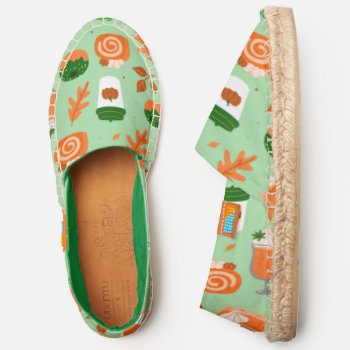 Pumpkin Spice Coffee Pastel Green Espadrilles by funnychristmas at Zazzle
