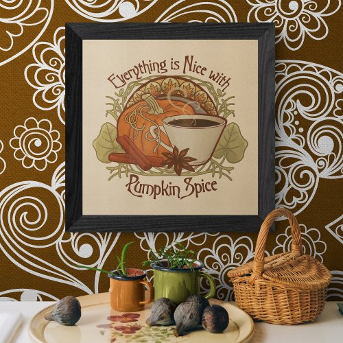 Pumpkin Spice Coffee Vintage Art Nouveau Inspired Poster