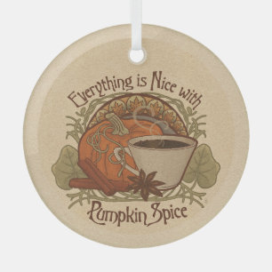 Pumpkin Spice Coffee Vintage Look Glass Ornament