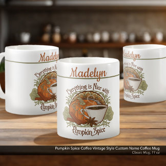 Pumpkin Spice Coffee Vintage Style Custom Name Coffee Mug