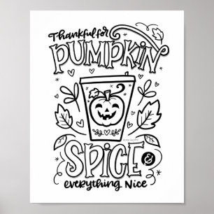 Pumpkin Spice Coloring Page Poster