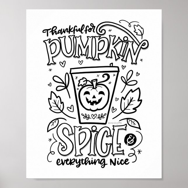 Pumpkin Spice Coloring Page Poster (Front)