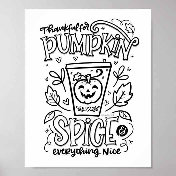 Pumpkin Spice Coloring Page Poster | Zazzle.com