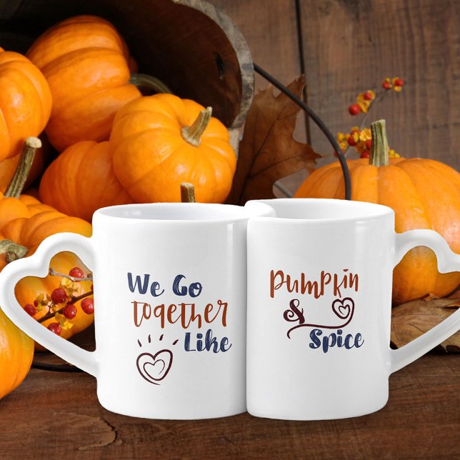 Pumpkin & Spice Couples Saying - Typography Lovers Coffee Mug Set (Creator Uploaded)