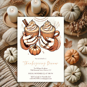 Pumpkin Spice & Cozy Autumn Thanksgiving Dinner Invitation