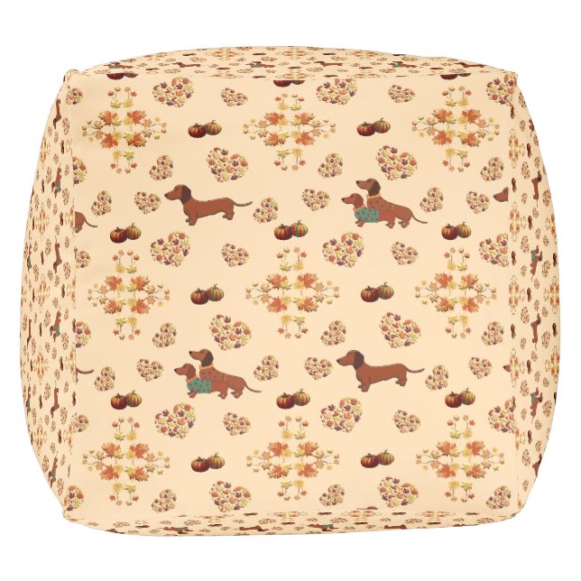 Pumpkin Spice Dachshund Nice Pouf (Bottom)