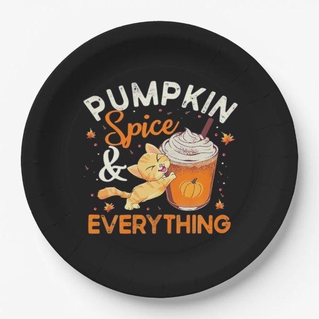 Pumpkin Spice Everything Cat Lover Classic Paper Plates (Front)