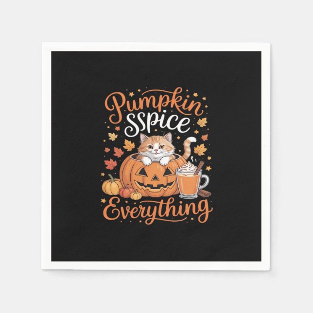 Pumpkin Spice Everything Cat Lover Cute Autumn Fal Napkins (Front)