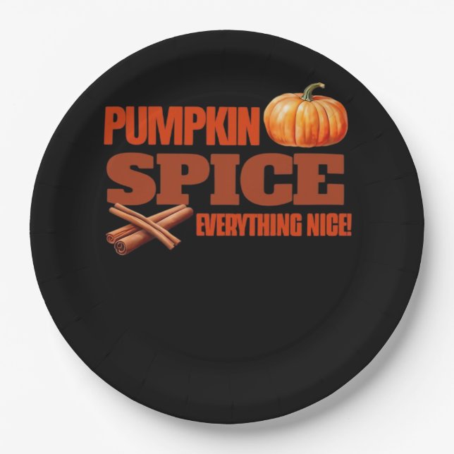 Pumpkin Spice Everything Classic Basic Design Paper Plates (Front)