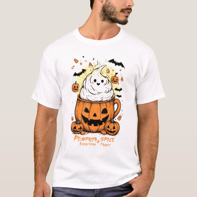 Pumpkin Spice & Everything Fright – Funny Spooky T-Shirt (Front)