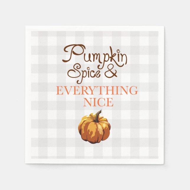 Pumpkin Spice Everything Gingham Pattern Wreath Napkins (Front)