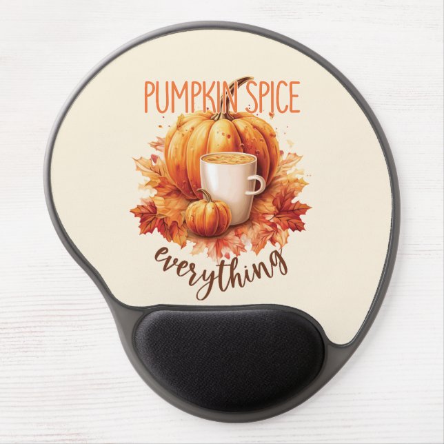 Pumpkin Spice Everything – Latte & Autumn Foliage Gel Mouse Pad (Front)