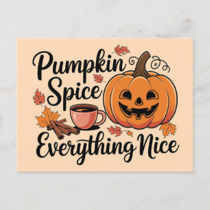 "Pumpkin Spice & Everything Nice" Autumn Graphic Holiday Postcard