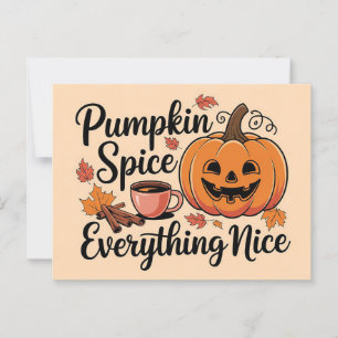  "Pumpkin Spice & Everything Nice" Autumn Graphic Postcard