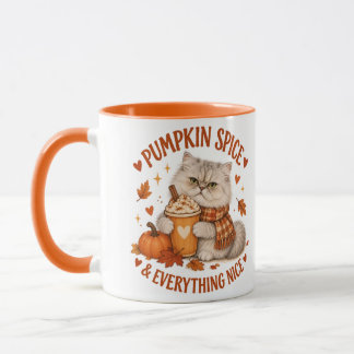 Pumpkin Spice & Everything Nice Cute Cat Mug