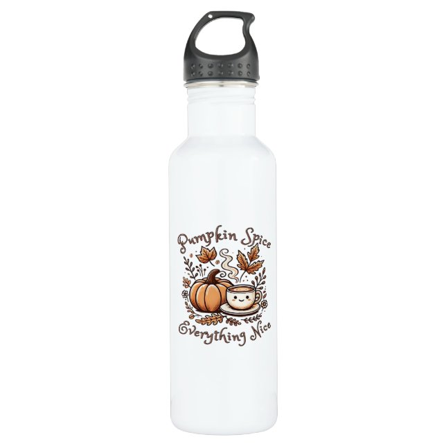 Pumpkin Spice Everything Nice Cute Design For Fall Stainless Steel Water Bottle (Front)