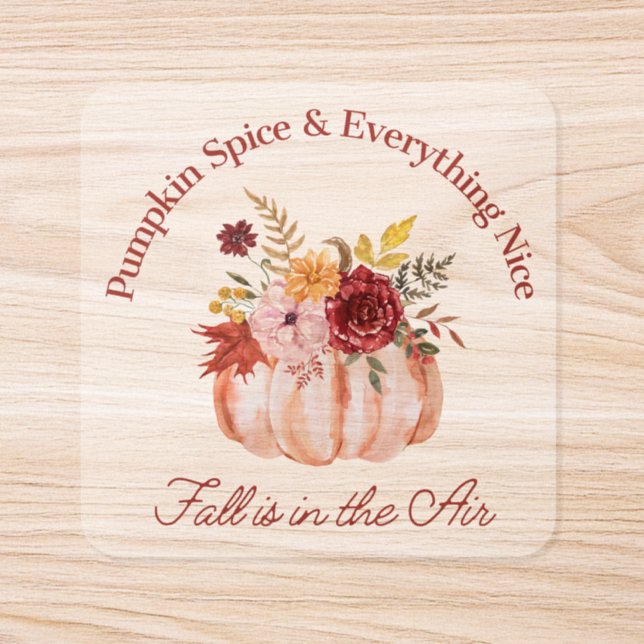 pumpkin spice & everything nice, fall autumn  square sticker (Single)